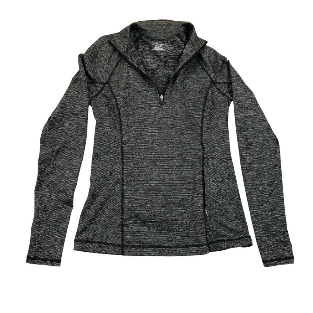 Tek Gear Womens Athletic Top Small Drytek Long Sleeve Quarter Zip Pullover Gray
